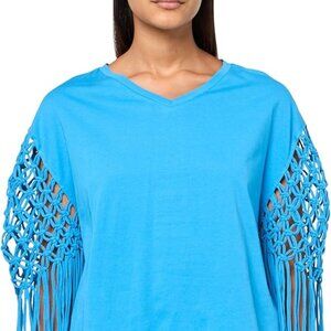 Tru Luxe Jeans Women's Knotted Sleeve V Neck Knit Top Size: XS